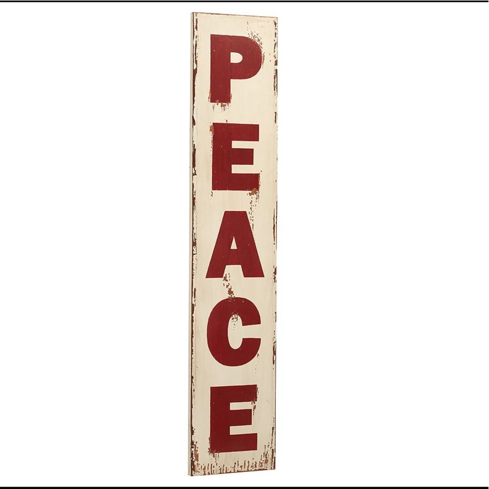 Pottery Barn Large Distressed and Rustic Wooden Peace Sign ☮️✌️🕊